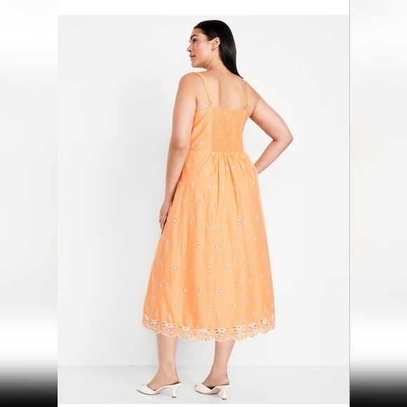 Old Navy Fit & Flare Blossom Petal Eyelet Midi Dress  Cotton Sleeveless NWT MED - Picture 7 of 9